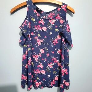 Iz Byer womens floral cold shoulder blouse top‎ Size XS